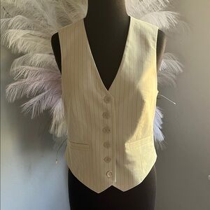 Banana Republic Cream Pinstripe Vest